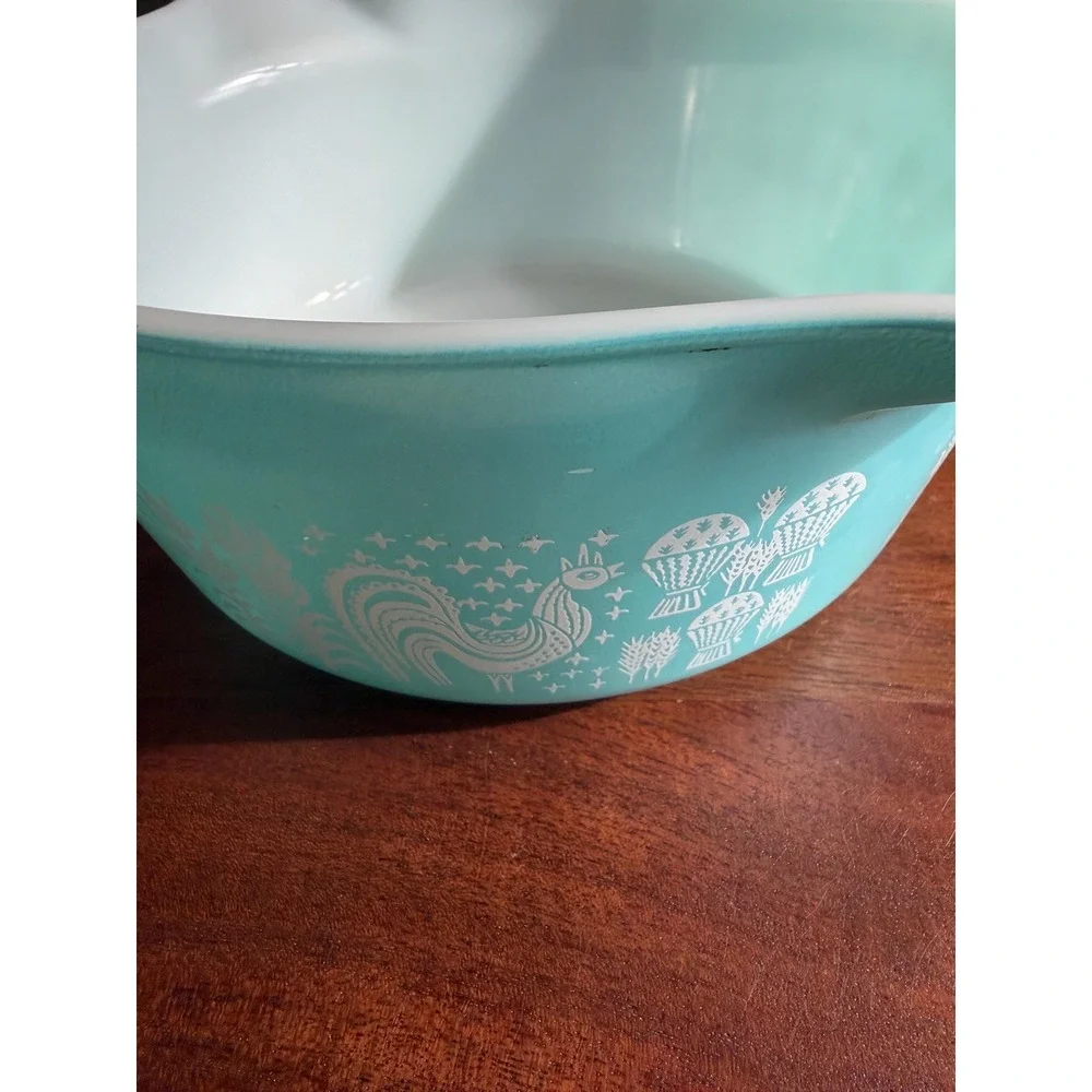 Vintage Pyrex Amish Butterprint Casserole Dishes Set, Turquoise Milk Glass